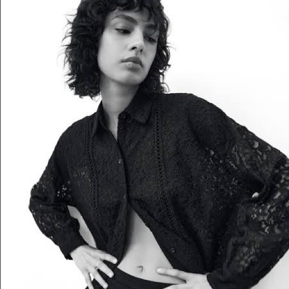 ZARA Lace Shirt with Cutwork Detailing - Picture 6 of 10